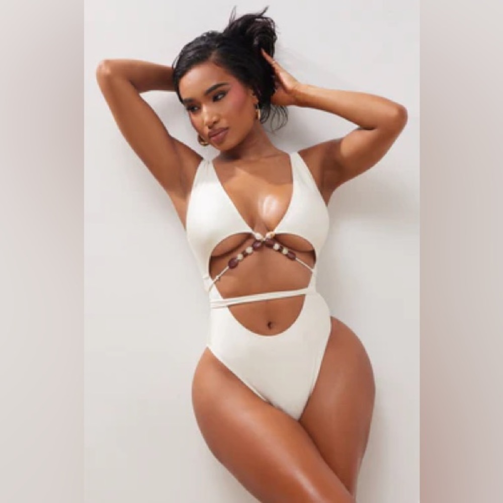 FASHION NOVA pebble beach beaded one piece swimsuit